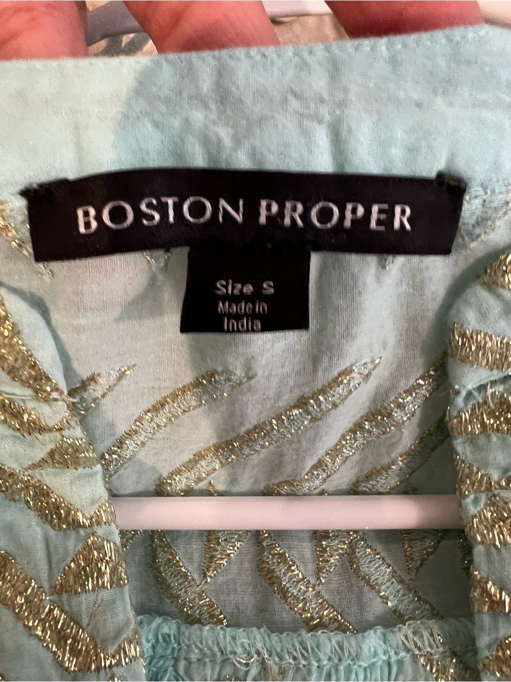 Boston Proper Light Aqua dress with Gold Metallic Embellishment - Picture 11 of 14